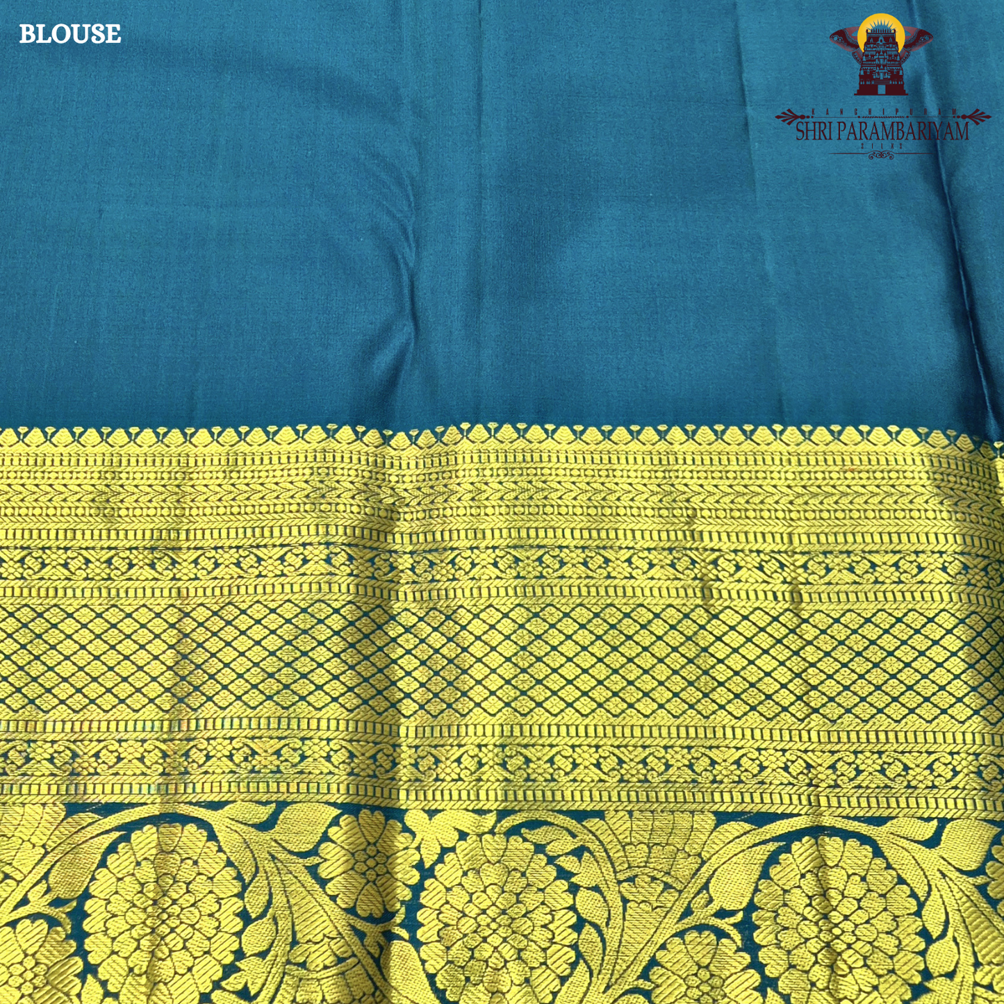Elegant peacock blue / teal blue with rich gold zari work Saree