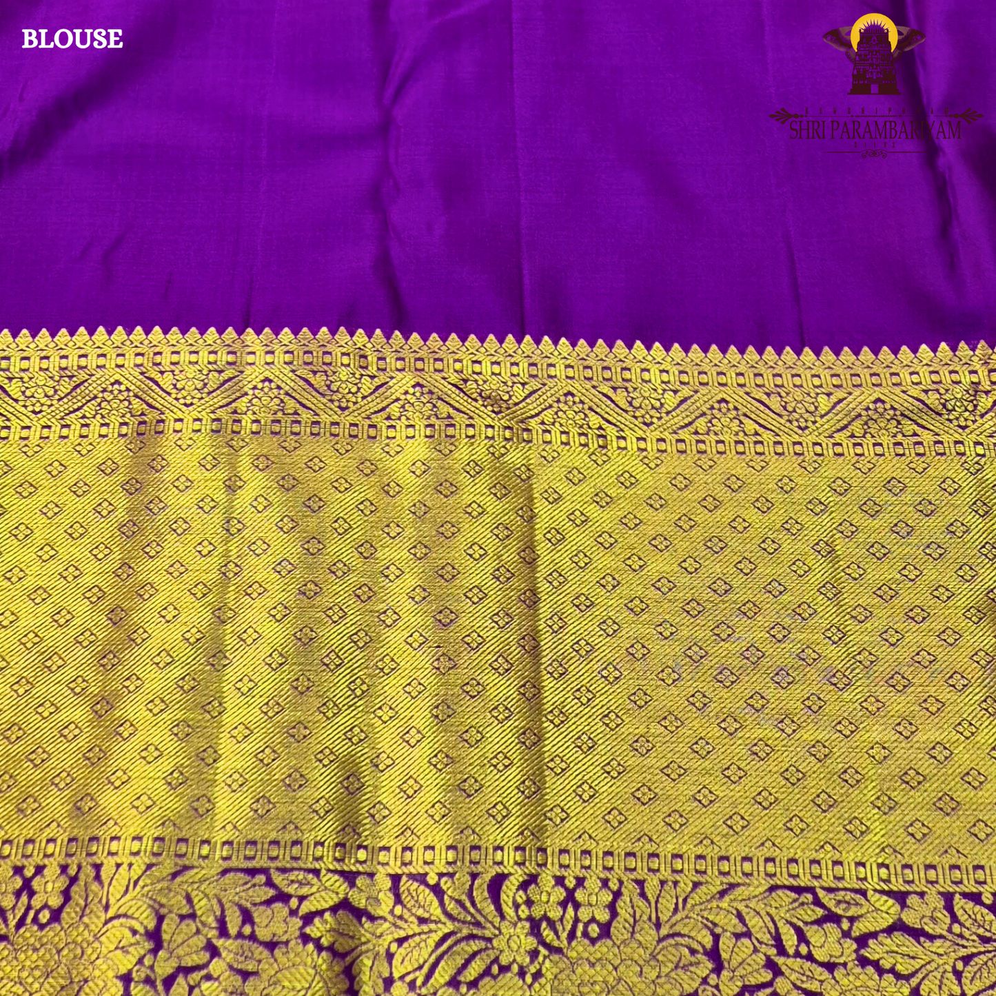Soft light gold / cream with Rich royal purple (violet) border Saree