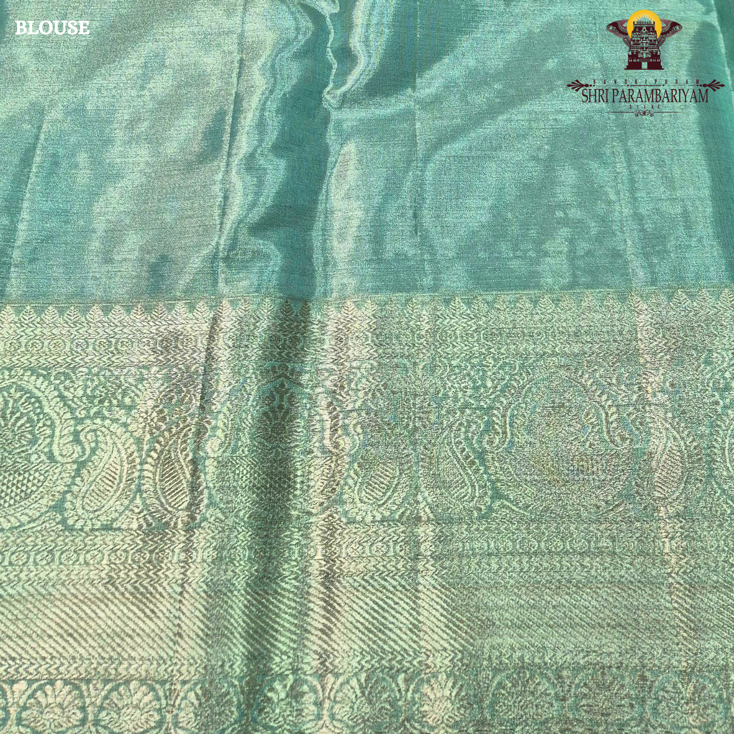 A soft and elegant pastel sea green / mint green tissue base Saree