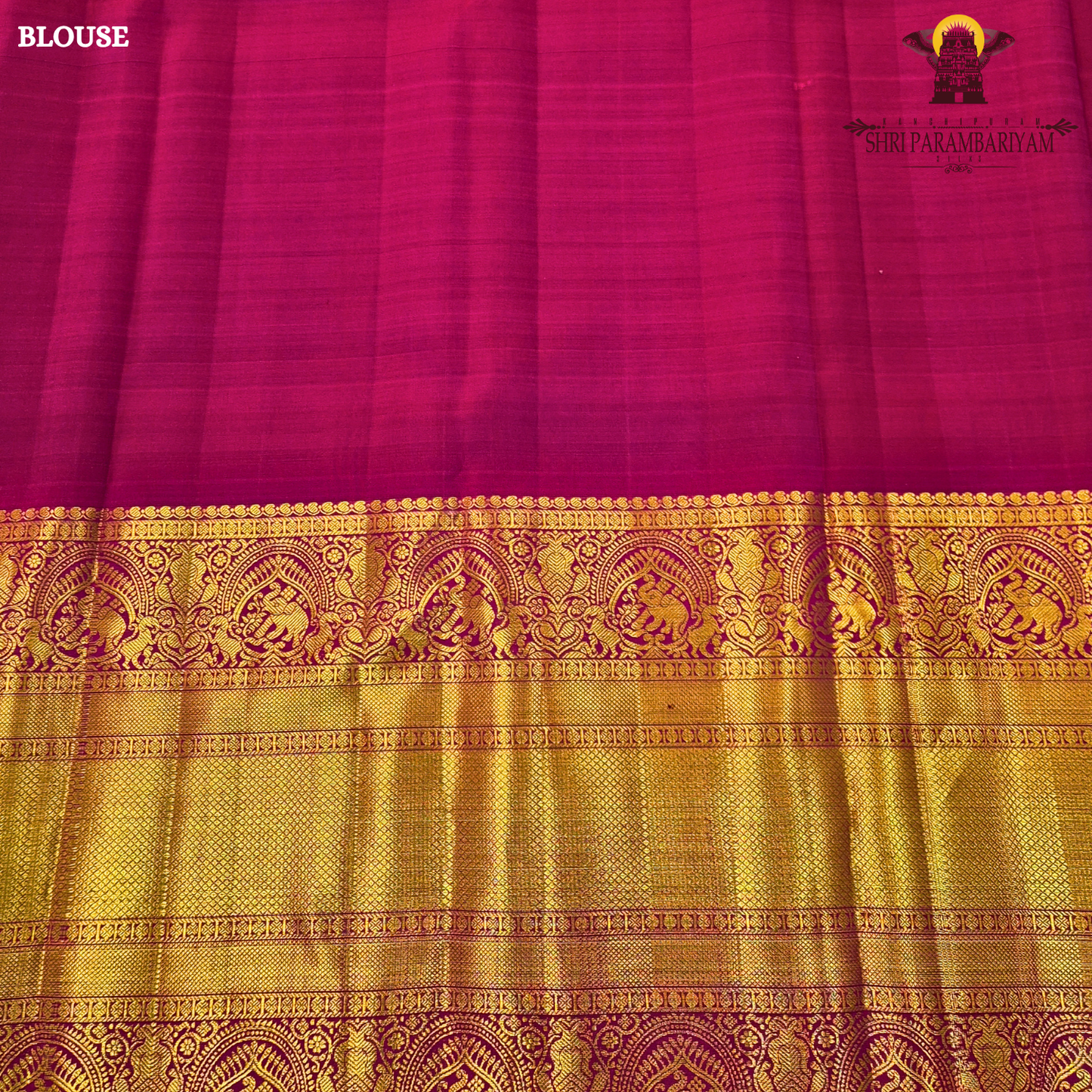 A rich Magenta / Rani Pink with Antique Gold Zari Saree