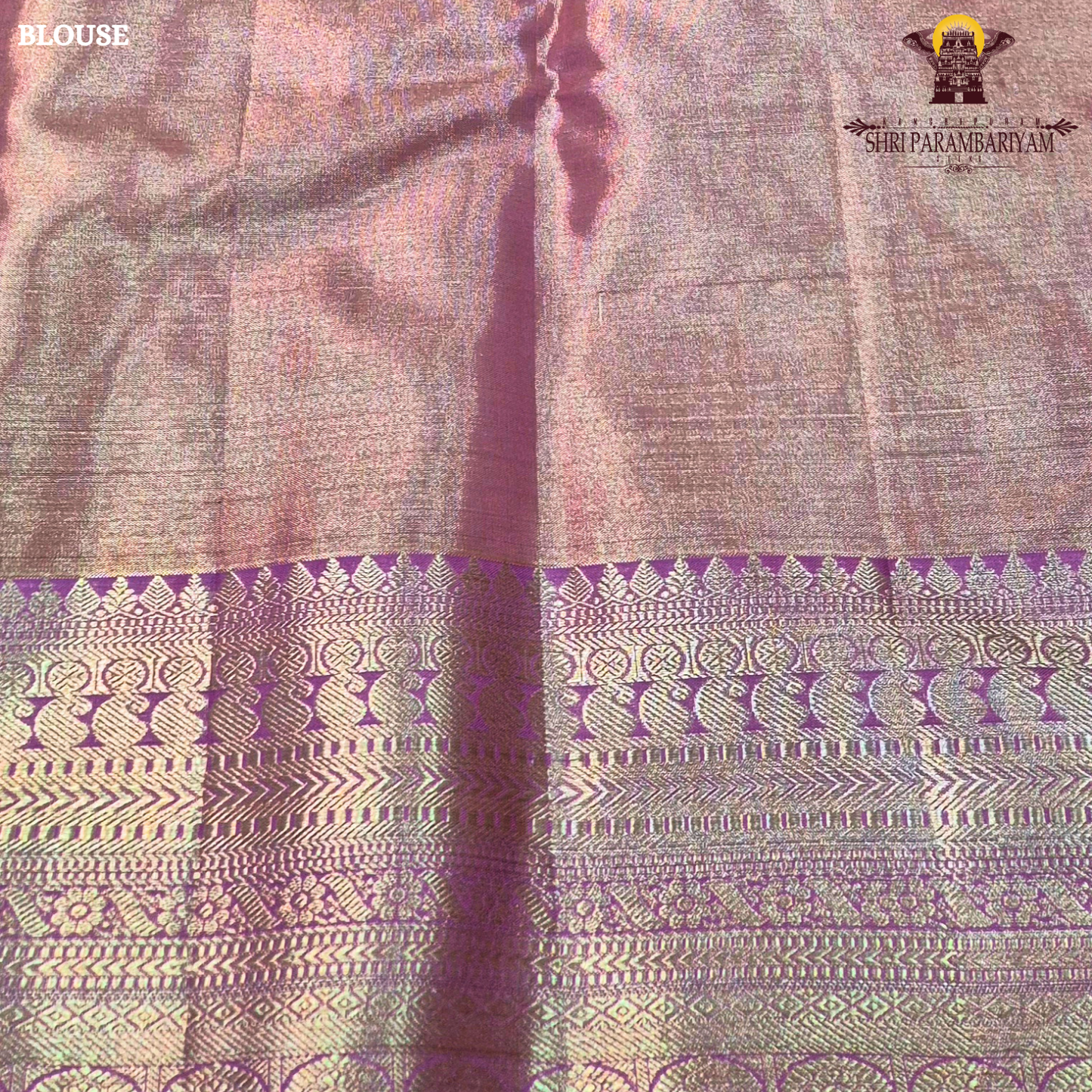 Pastel Rose Gold with Aqua Blue and Lavender accents Saree