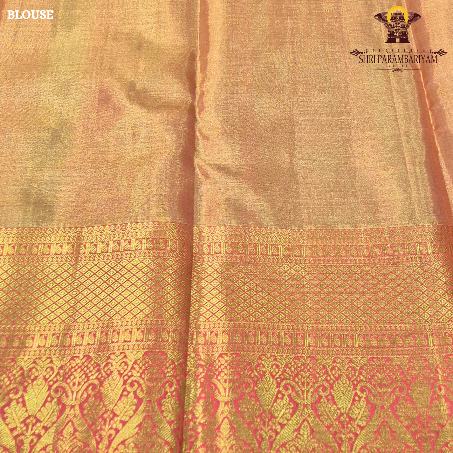 A beautiful peach gold body with a soft shimmering finish Saree