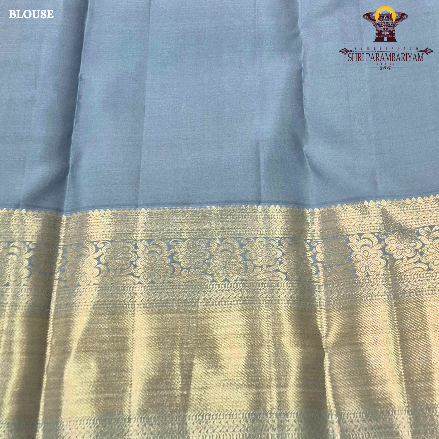Elegant pastel blue / muted sky blue with rich gold zari Saree