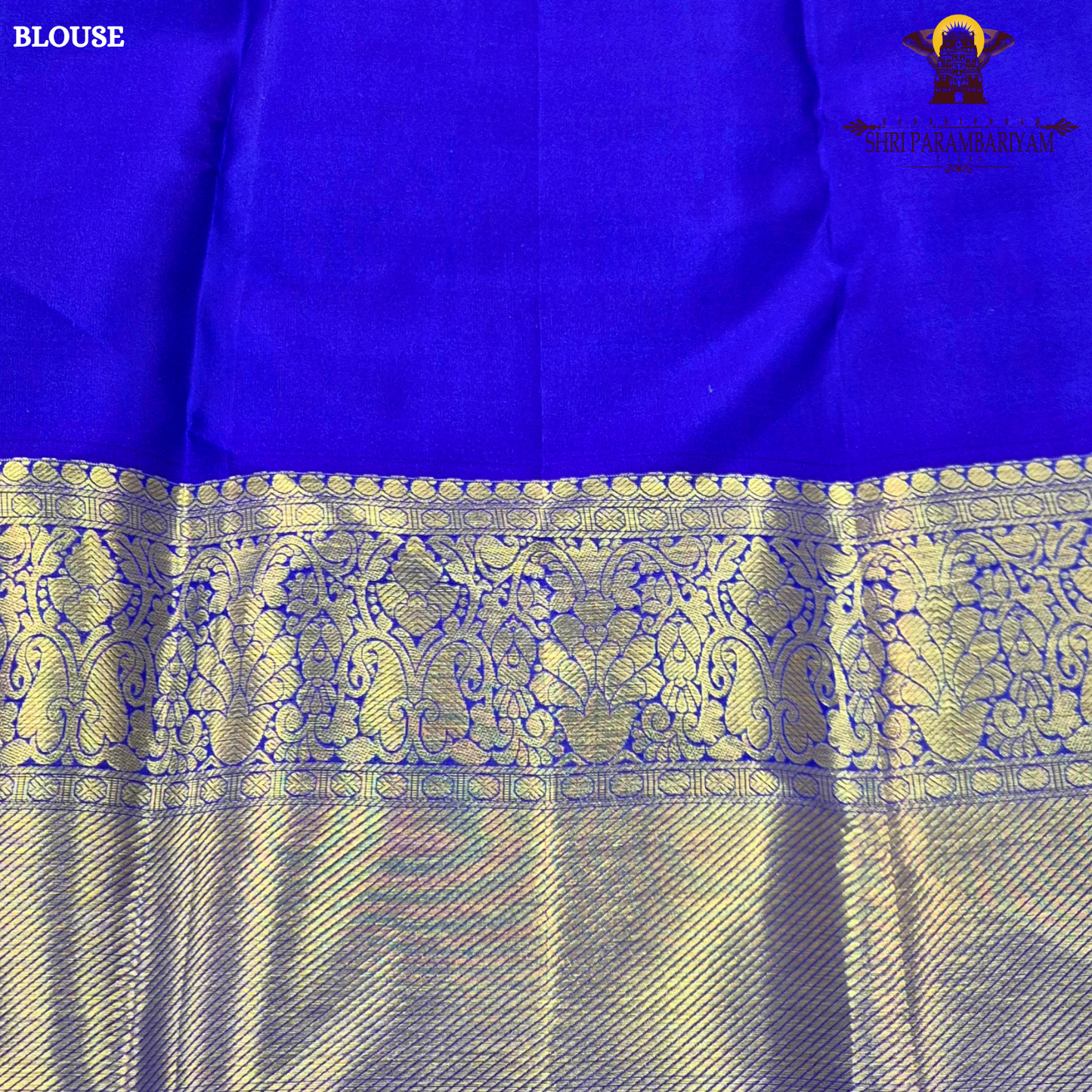 Rich royal blue (deep cobalt blue) body with gold zari work Saree