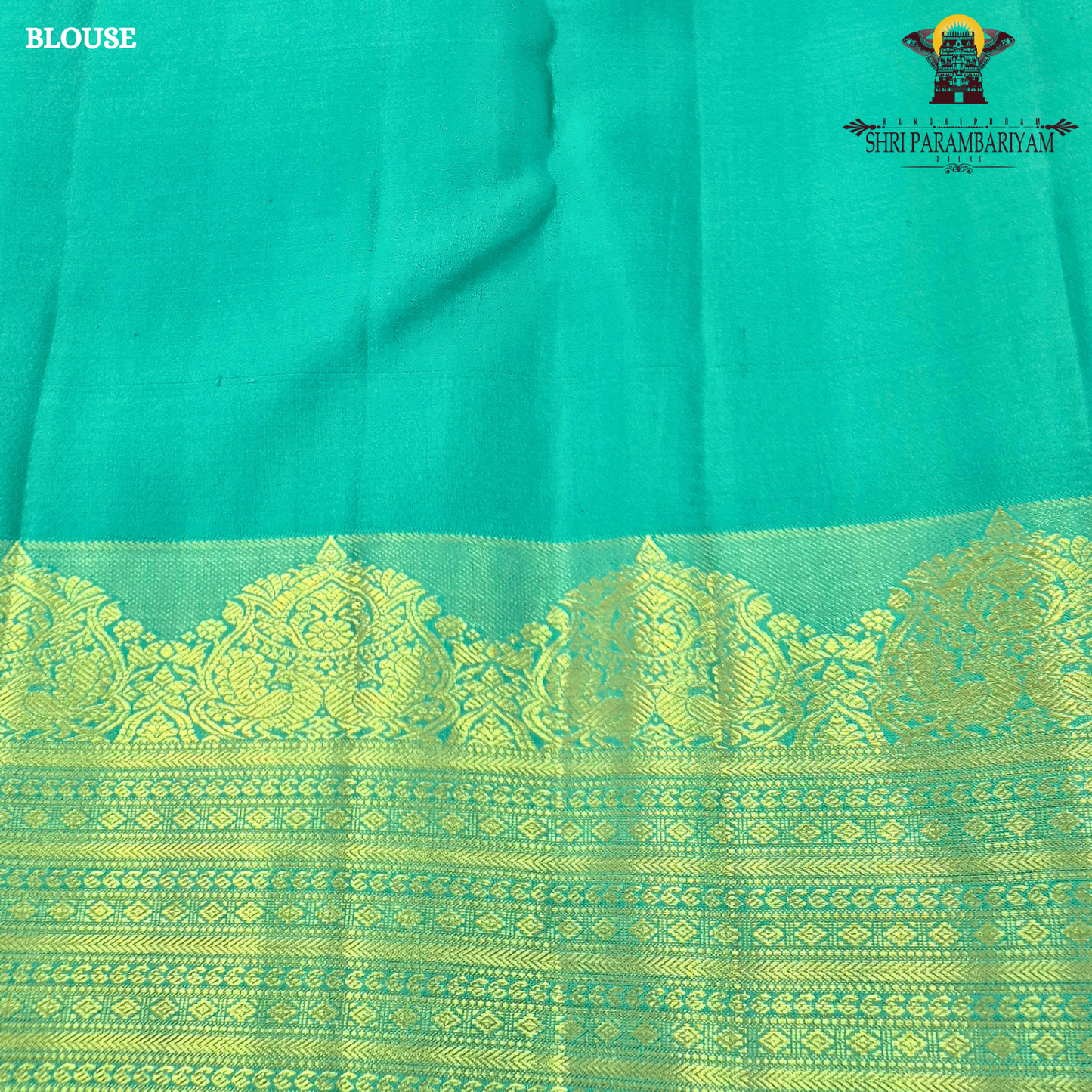 Vibrant peacock green / teal green with rich gold zari Saree