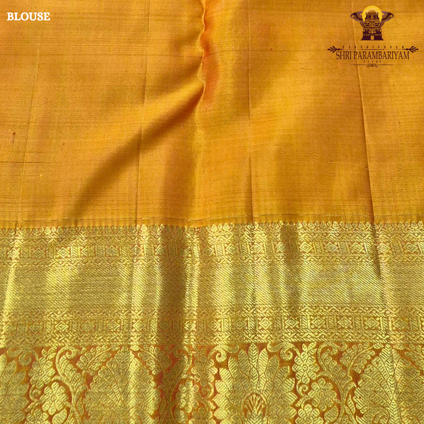 Deep marigold yellow / mustard yellow with rich gold zari Saree