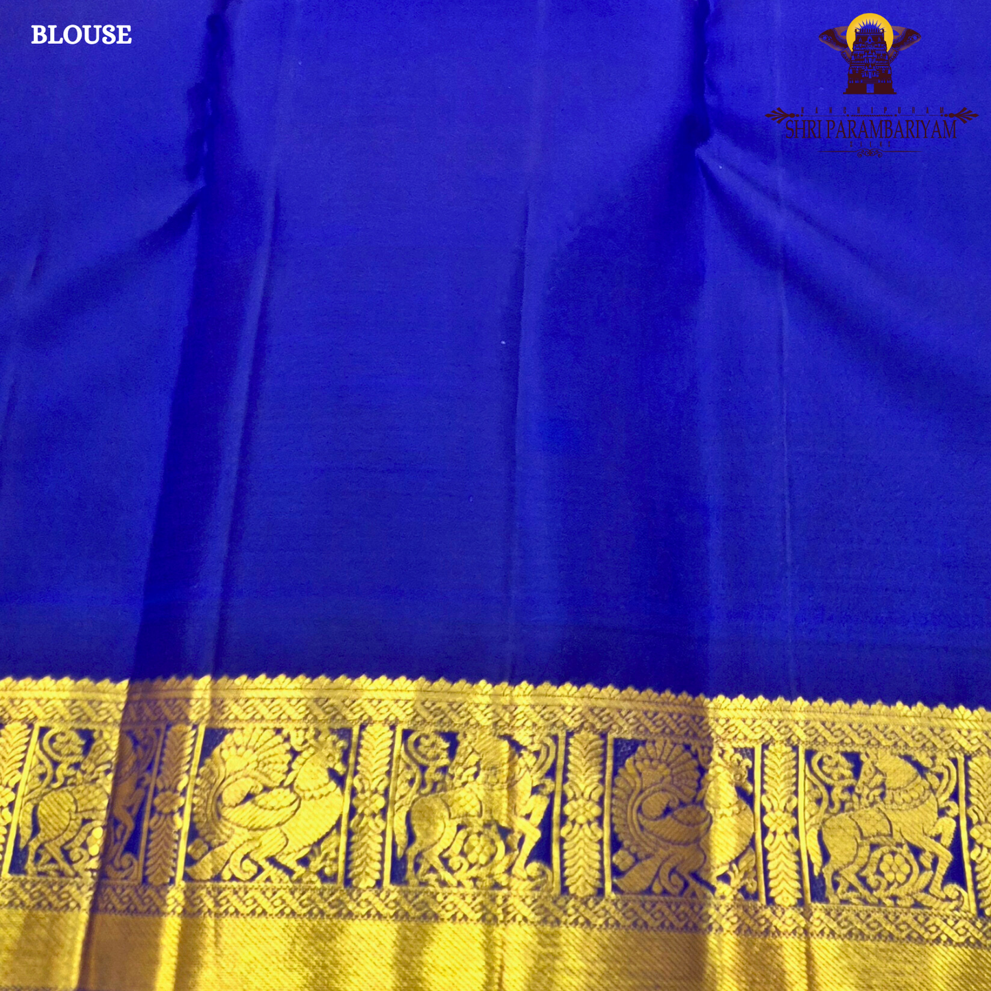 Rani Pink body with Royal Blue border and Green edge Saree