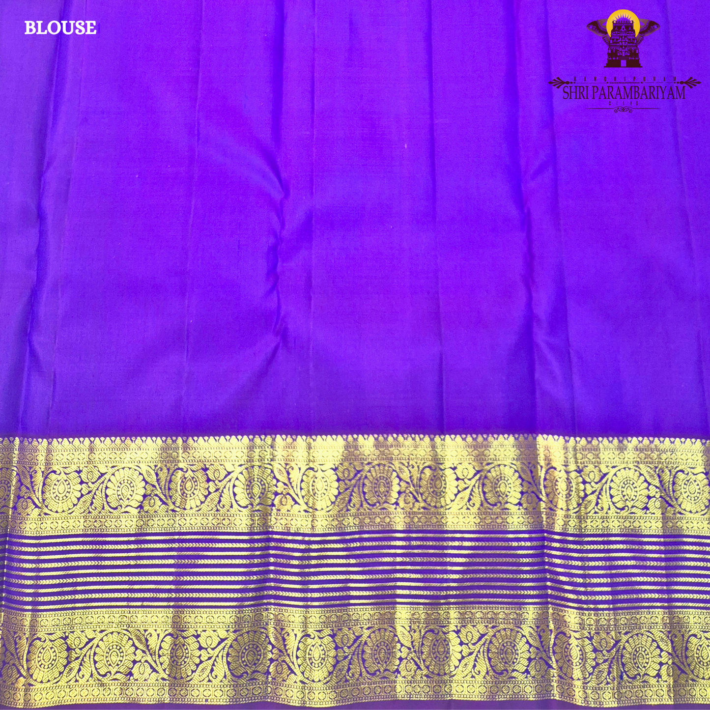 A rich royal blue body with a deep violet (purple) contrast border Saree