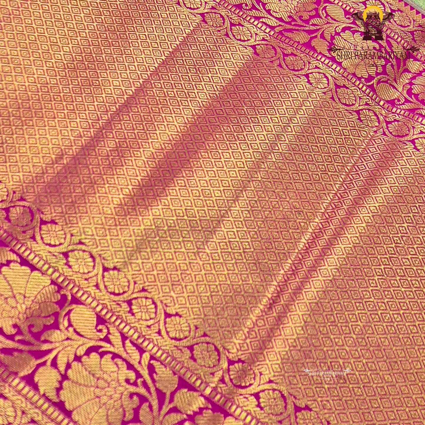 A graceful blend of pastel green (pista green) and warm gold, beautifully Saree