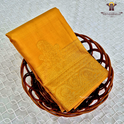A radiant Mustard Yellow shade, beautifully enhanced Saree