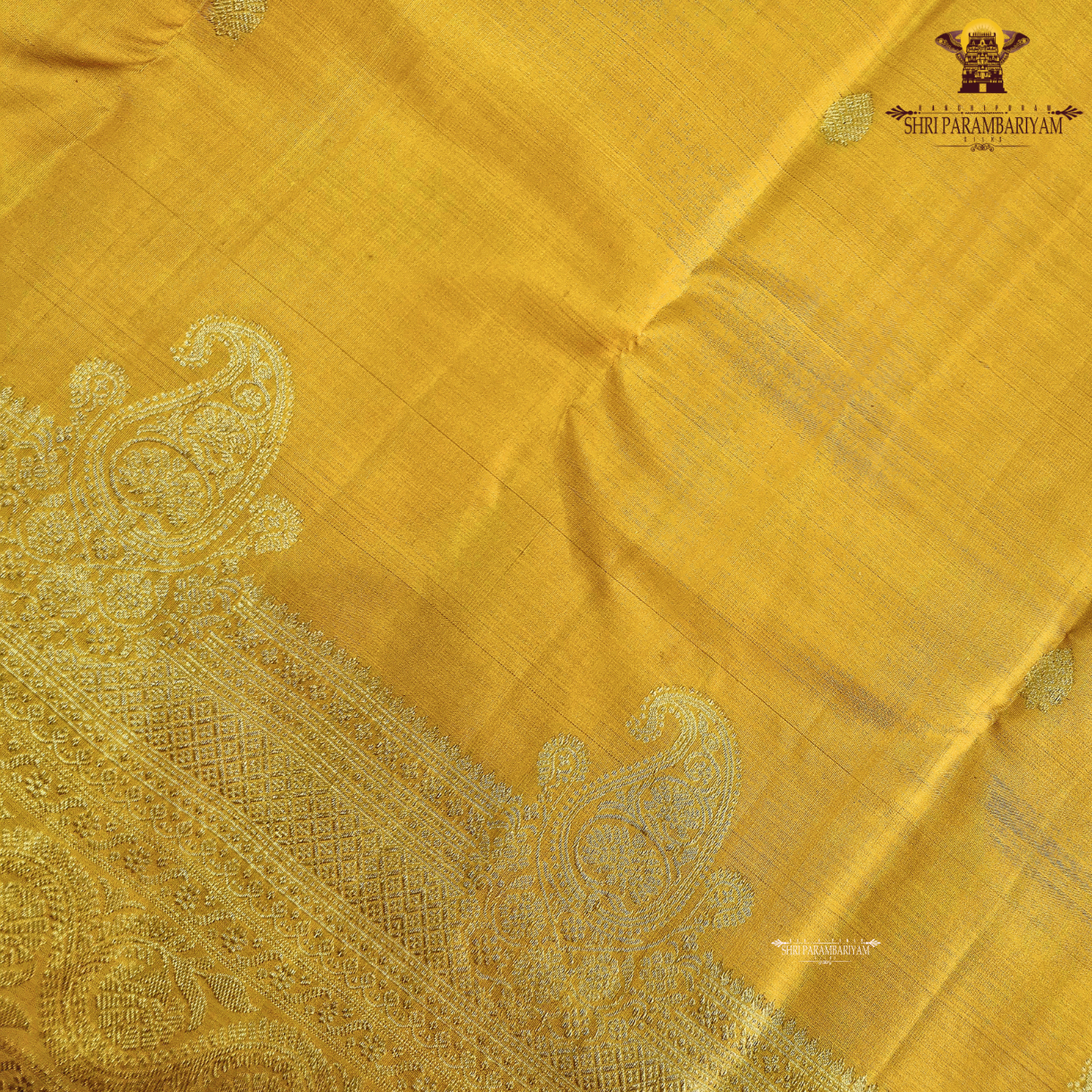 A radiant Mustard Yellow shade, beautifully enhanced Saree
