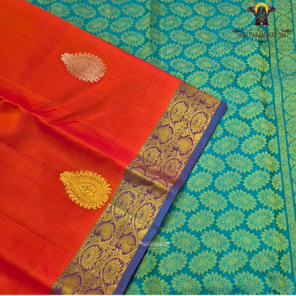 Bright Vermilion Red / Orange-Red Saree