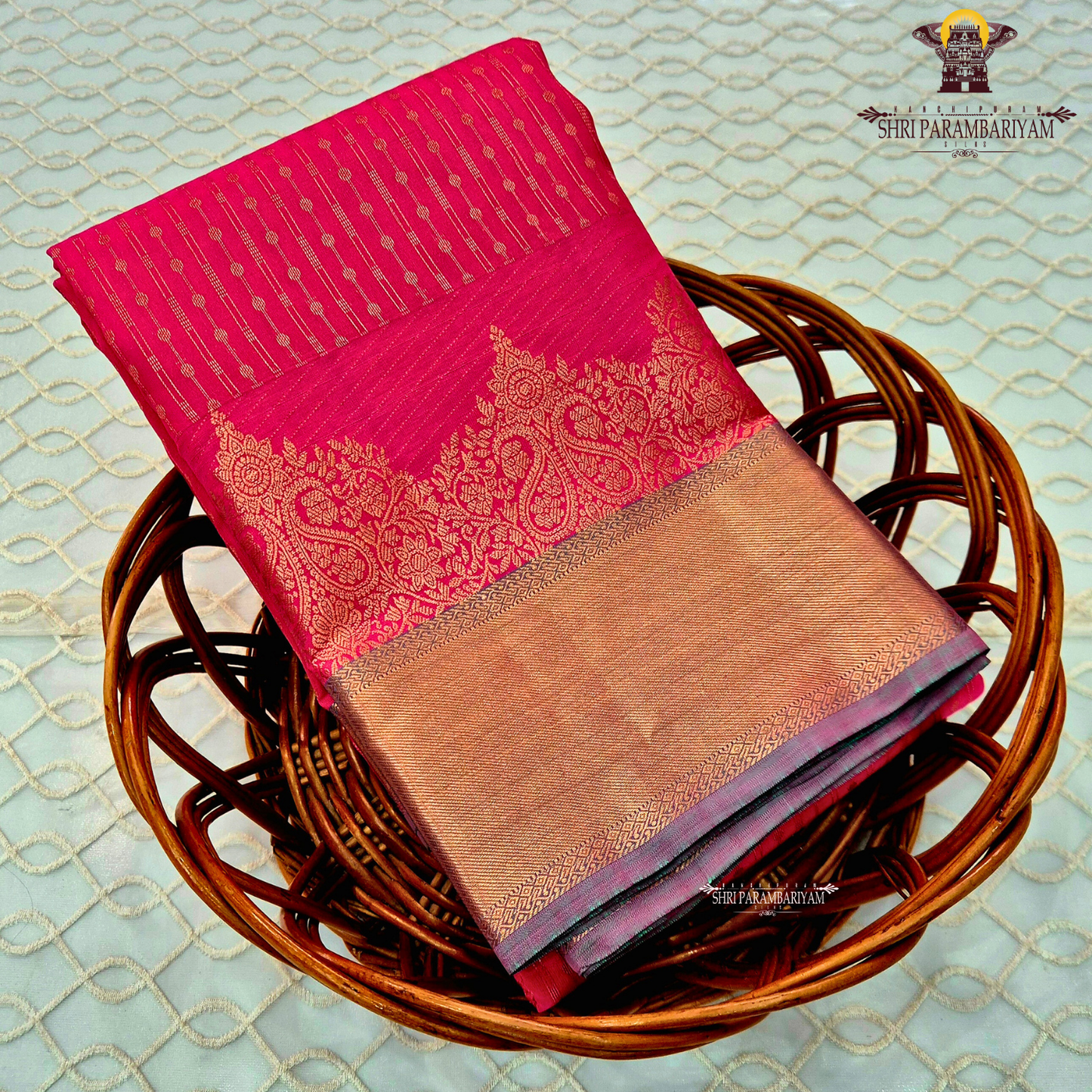 Bright Rani Pink / Deep Rose Pink Saree