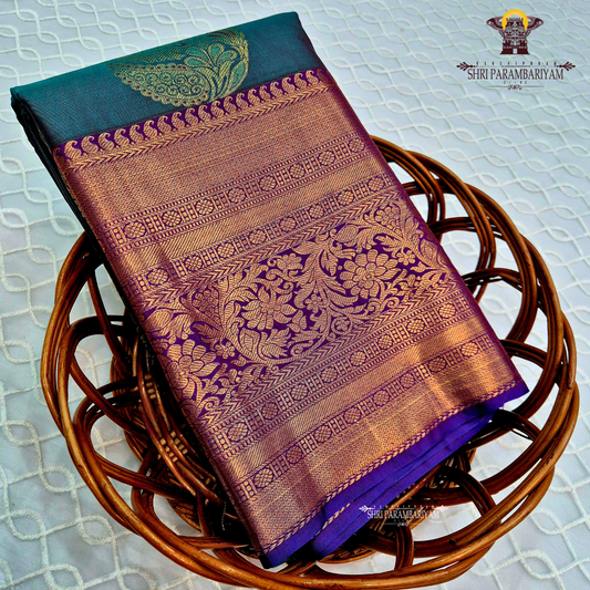 Deep teal green / peacock green Saree