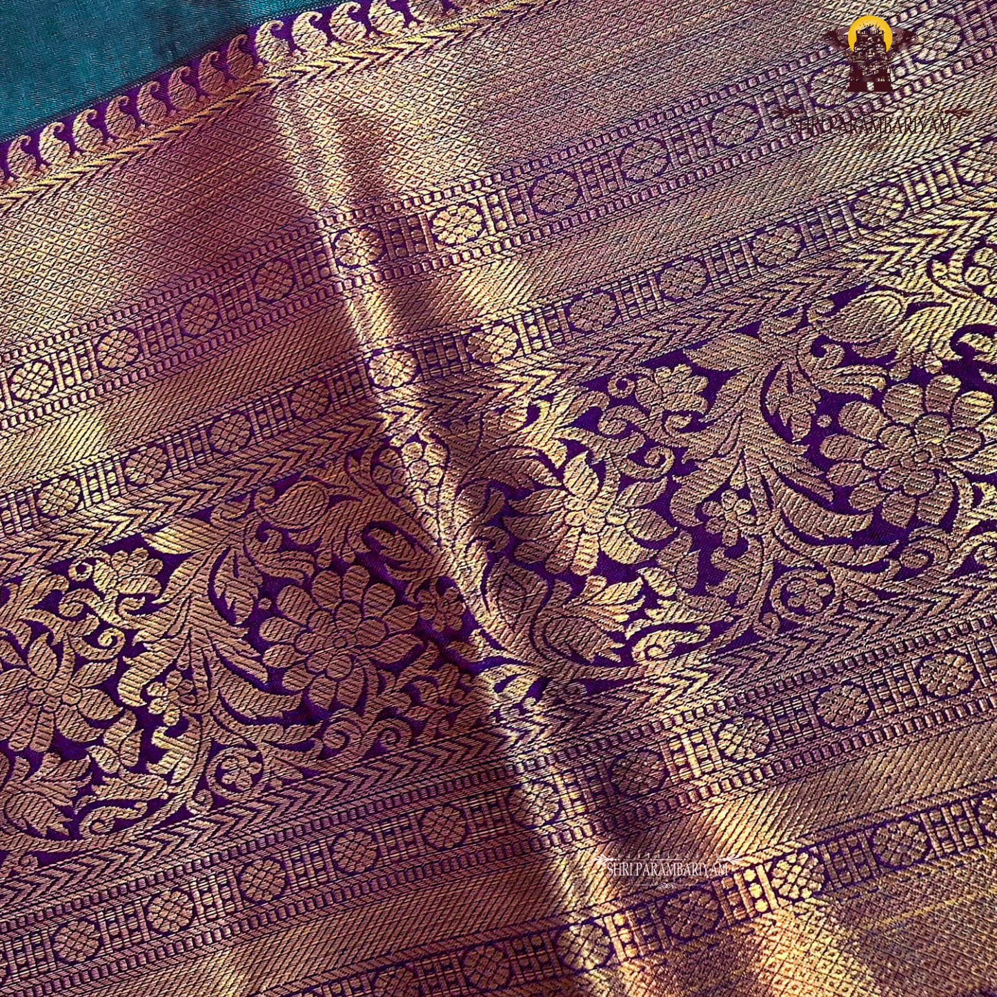 Deep teal green / peacock green Saree