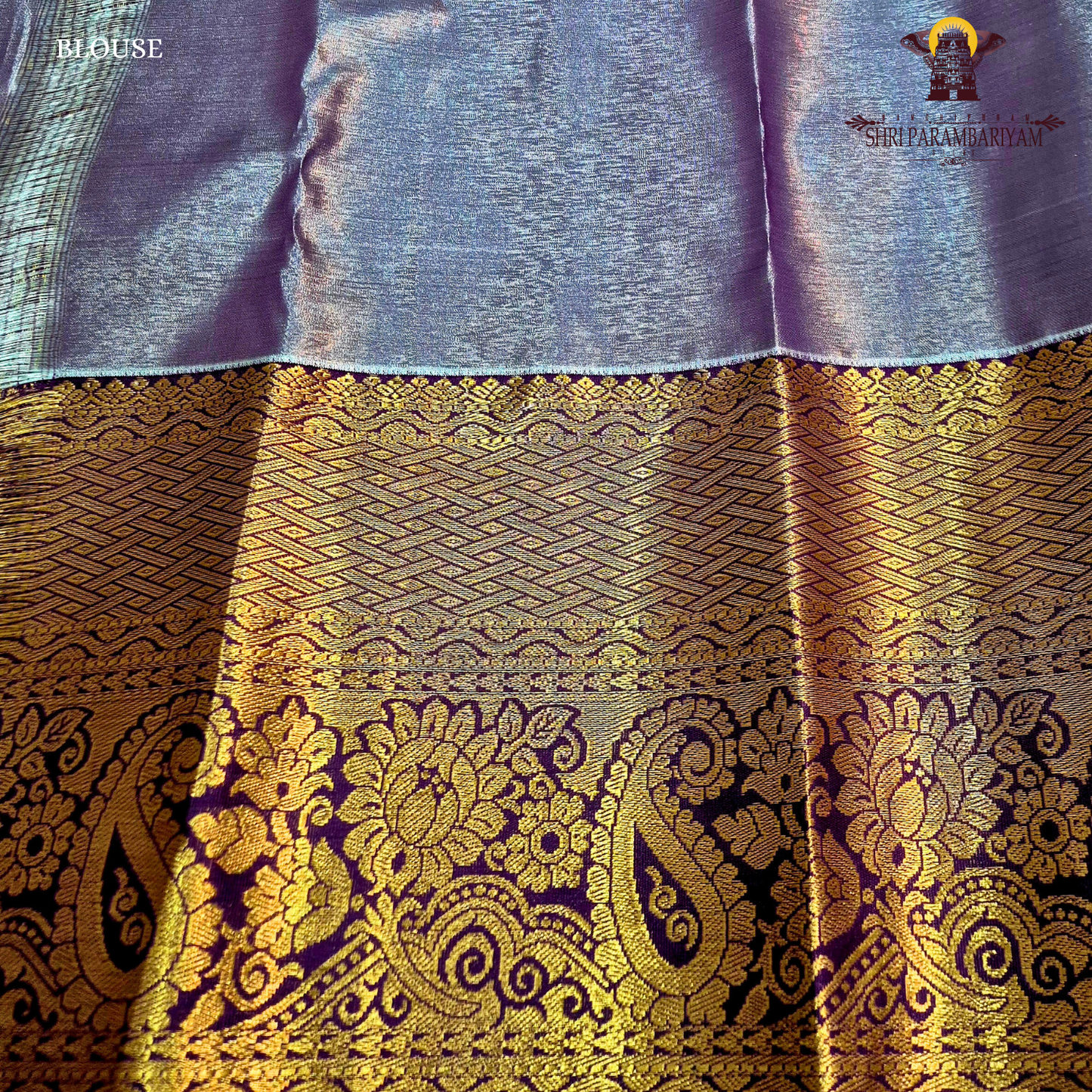 A refreshing parrot green / leaf green Tissue Saree