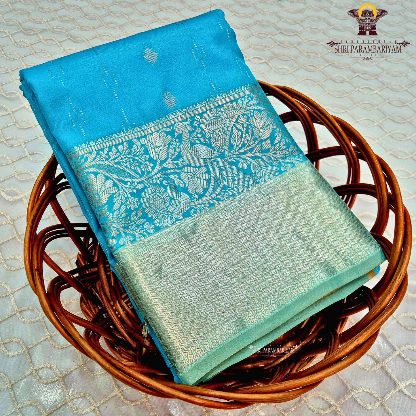 Aqua Blue / Peacock Blue Saree