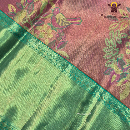 A graceful combination of rose pink body with a contrasting aqua green Saree