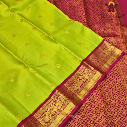 A vibrant parrot green body adorned with subtle Saree