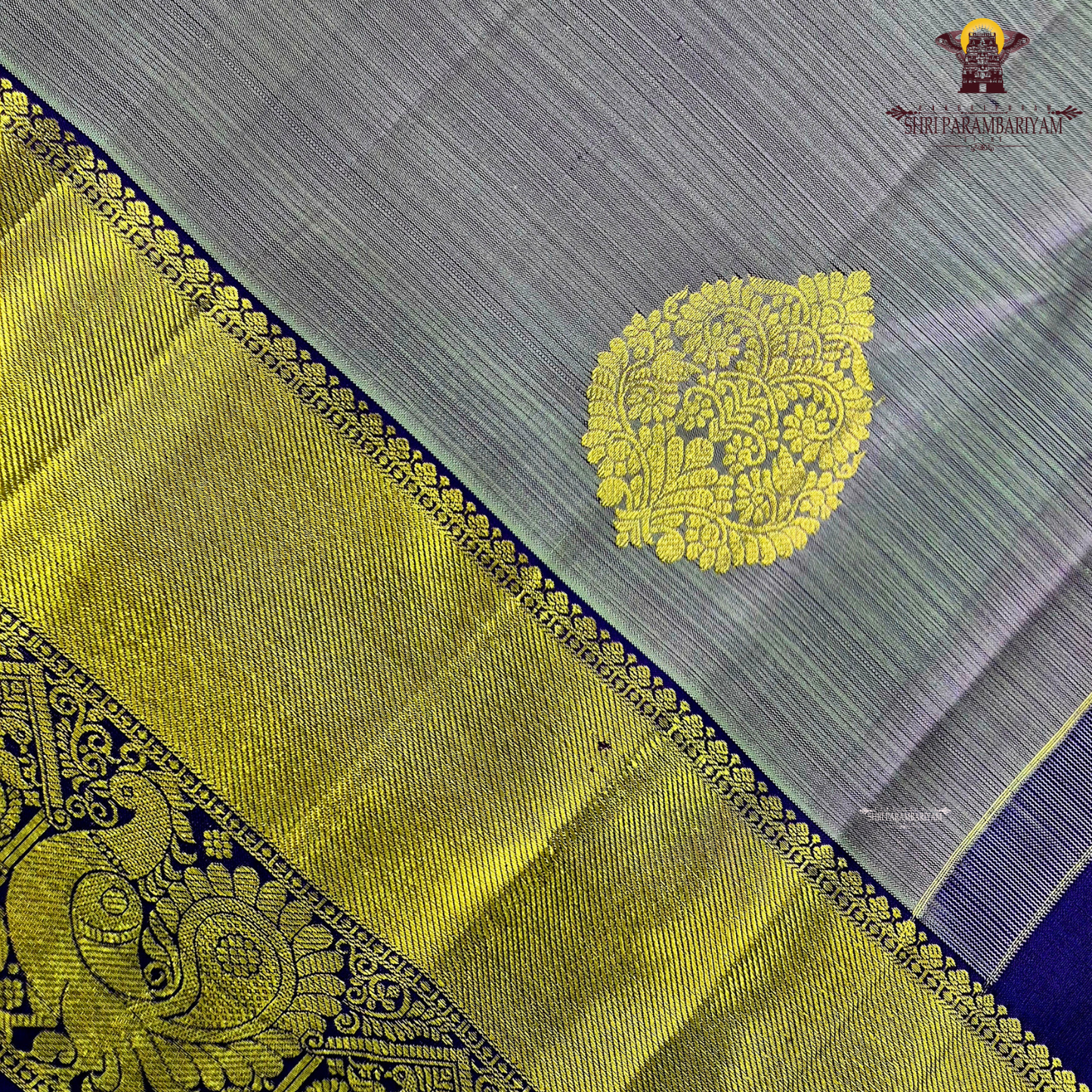 A graceful lavender grey shade with a subtle natural silk sheen Saree