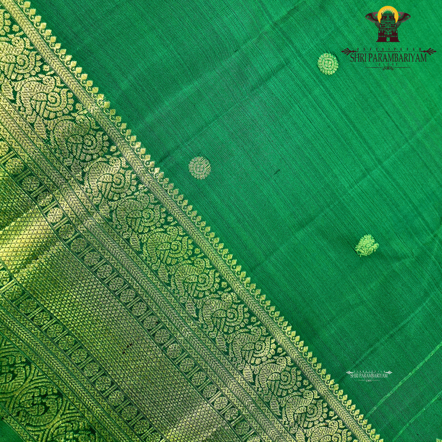 A rich emerald green Saree