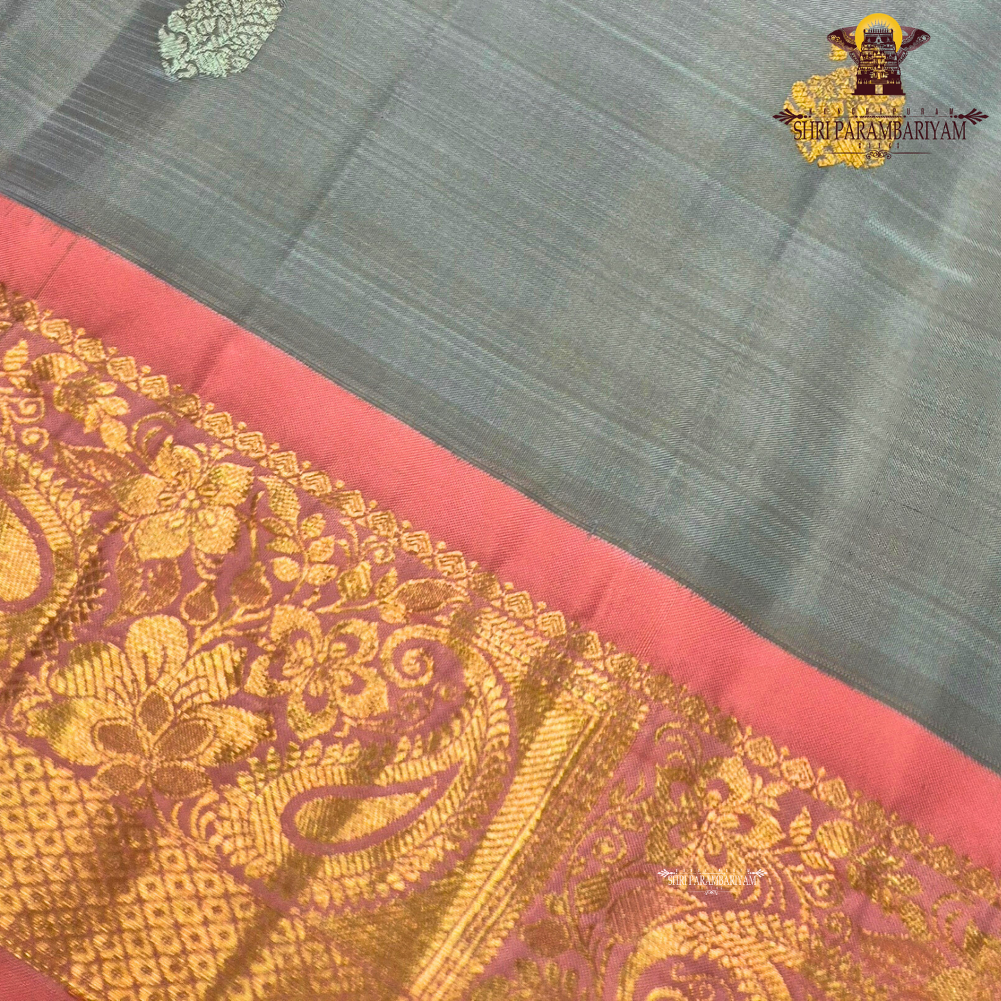 A sophisticated ash grey body beautifully decorated with elegant Saree