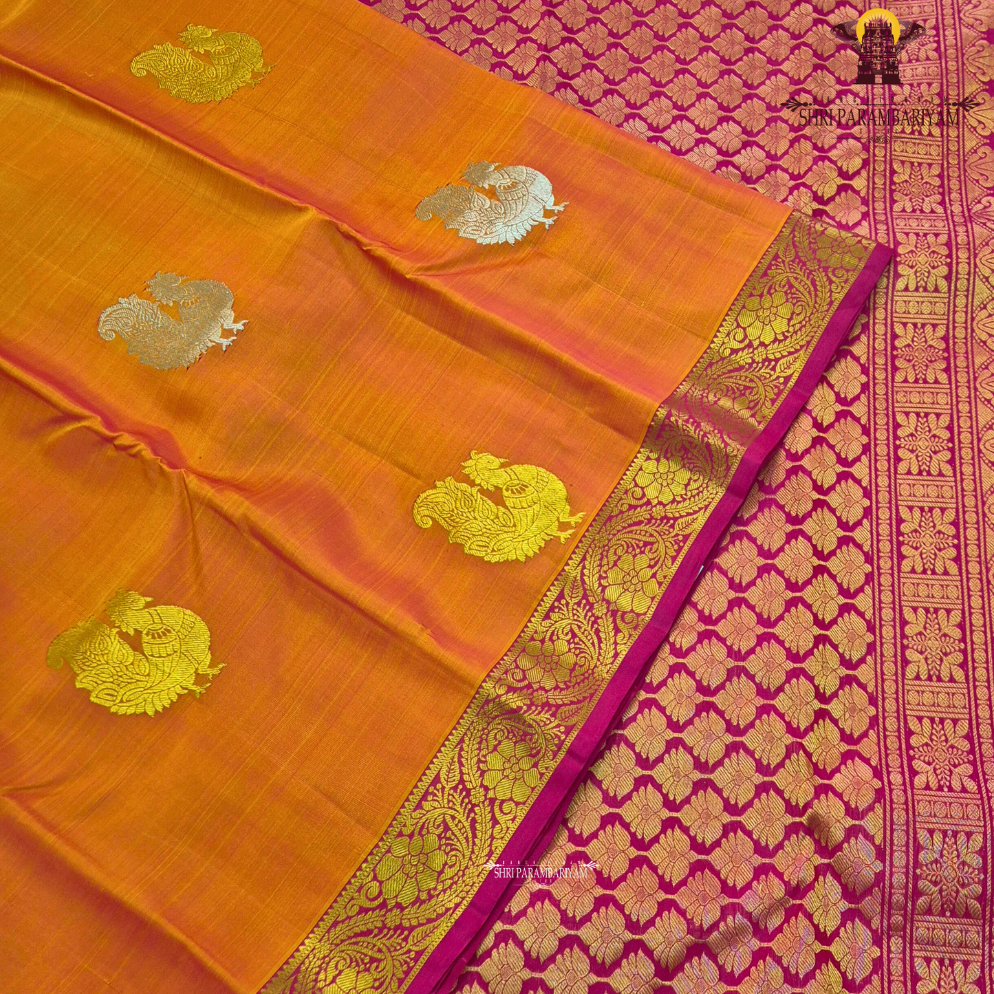 Bright Mustard Orange / Temple Orange Saree