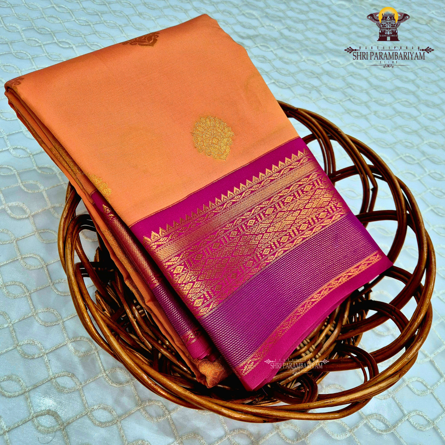 Light coral orange Saree