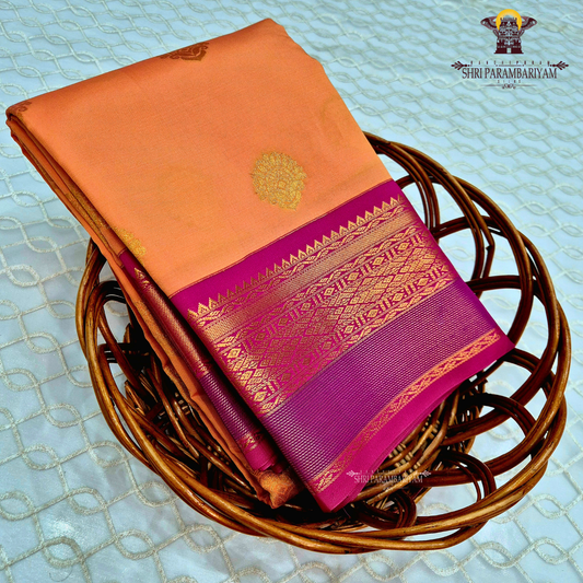 Light coral orange Saree