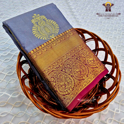 Elegant steel grey / ash grey Saree