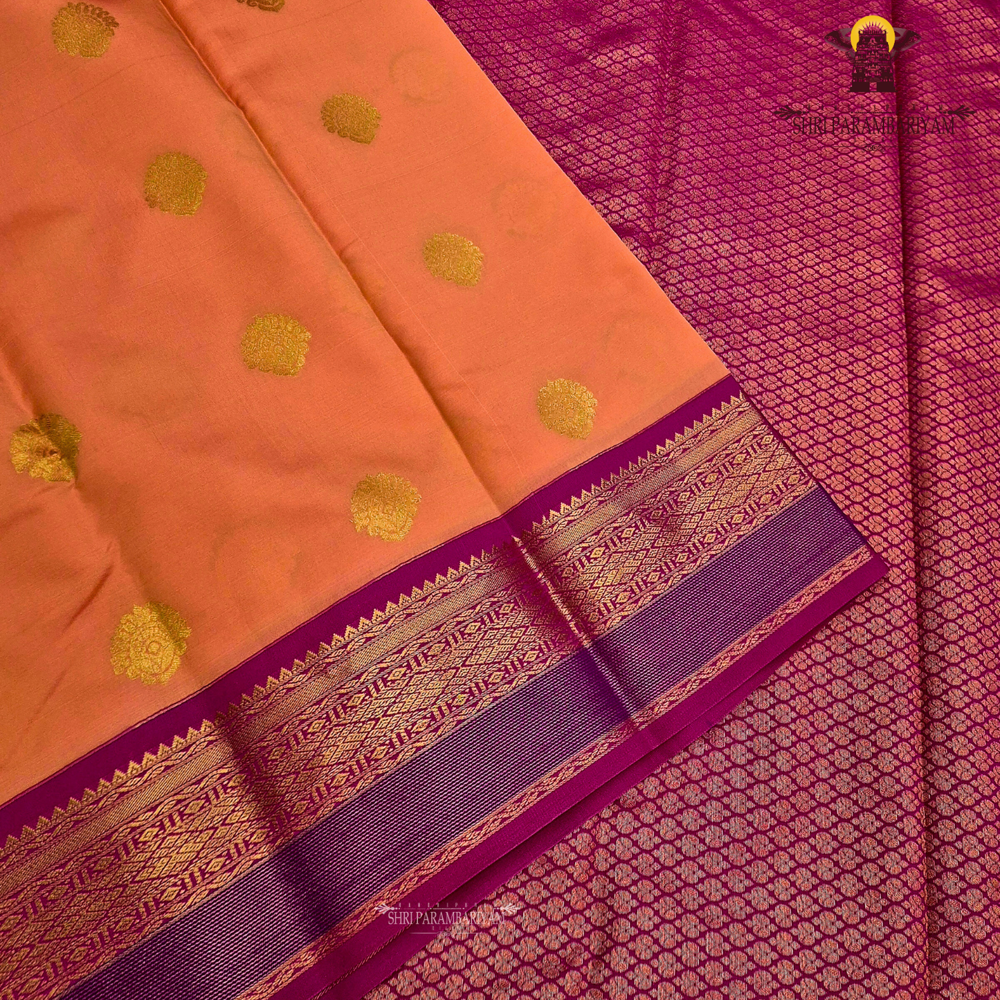Light coral orange Saree