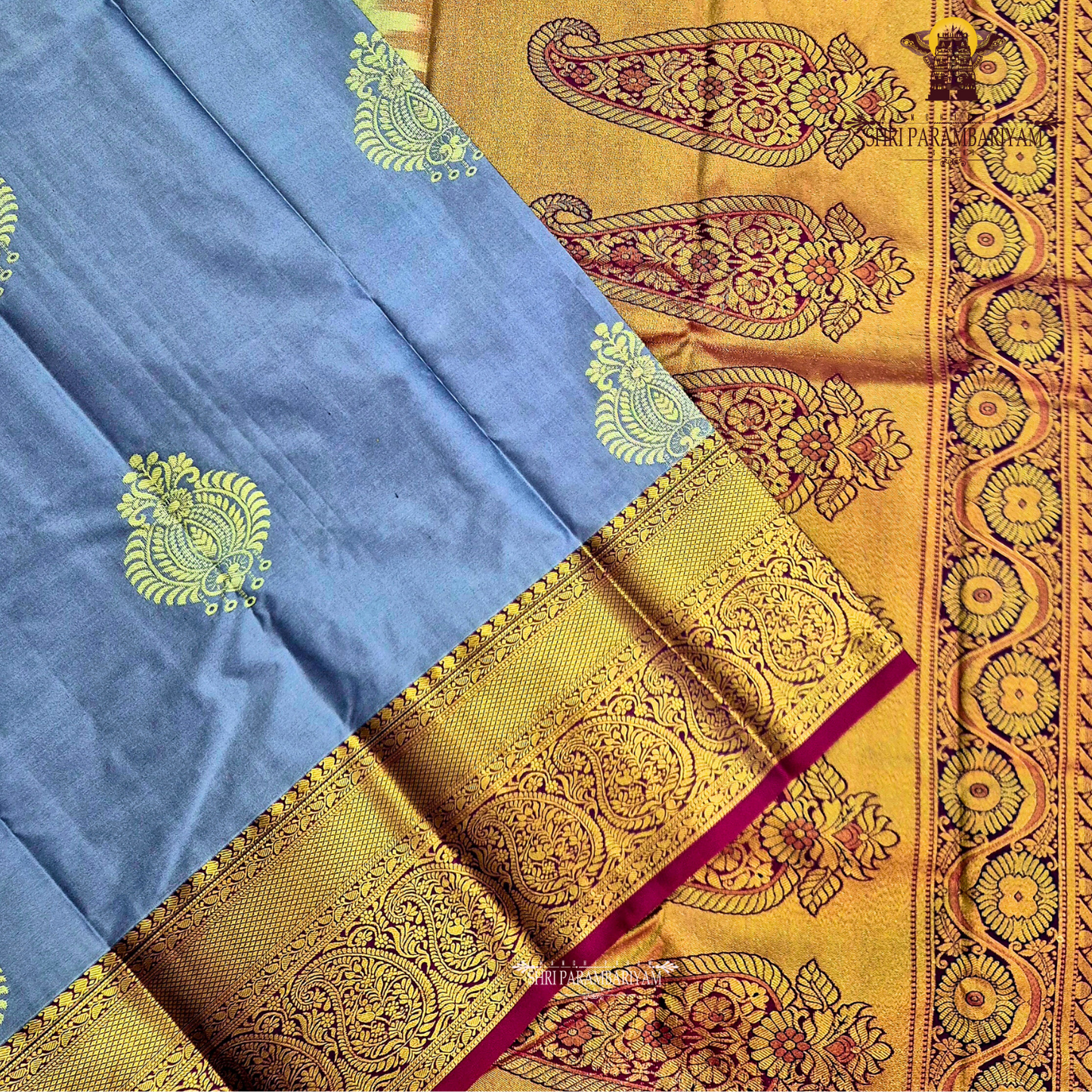 Elegant steel grey / ash grey Saree