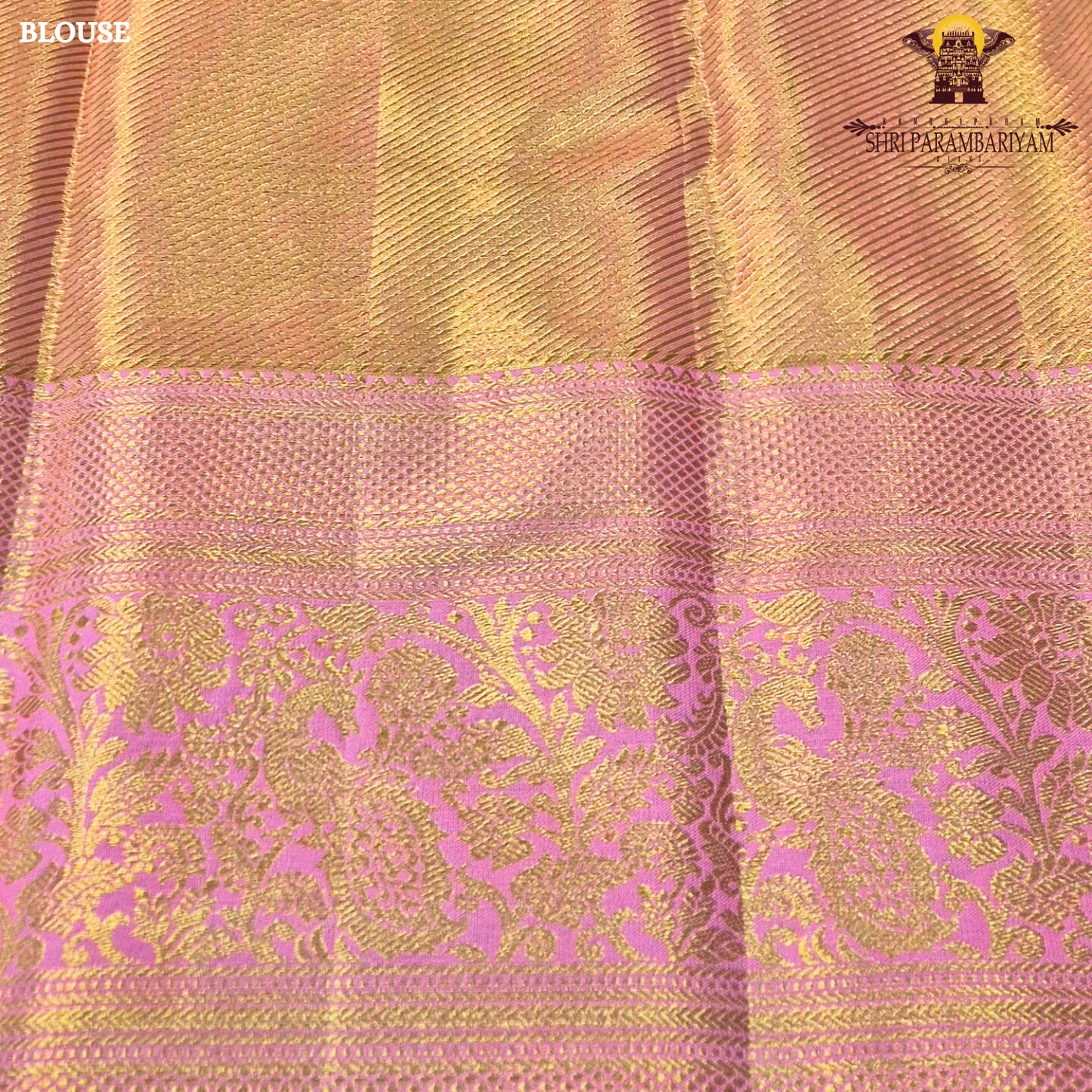 Champagne gold with pastel baby pink and rich golden zari Saree