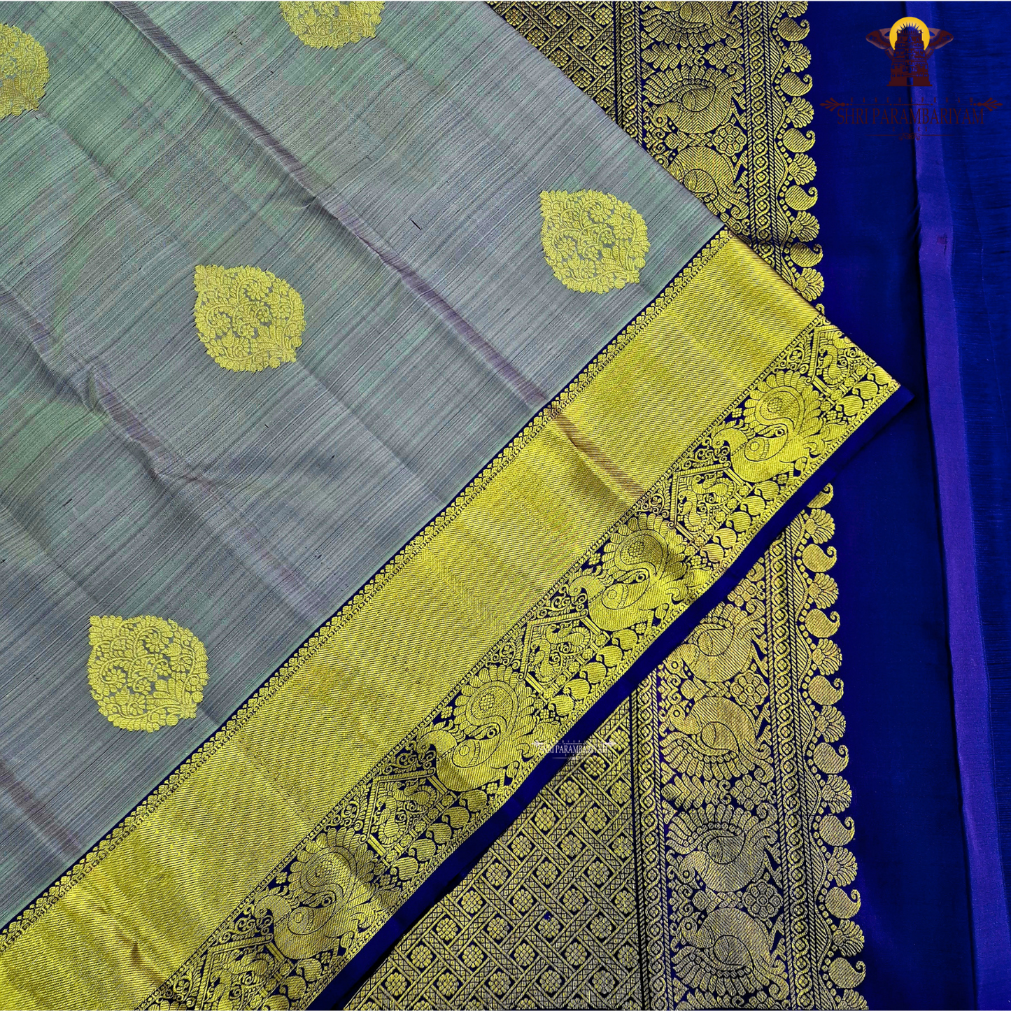 A graceful lavender grey shade with a subtle natural silk sheen Saree