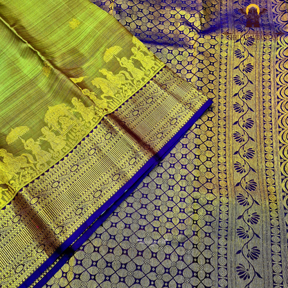 Elegant dual-tone olive green and muted maroon (shot effect) body with a contrasting Saree