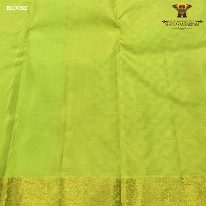 Bright parrot green (leaf green) shade with a subtle sheen Saree