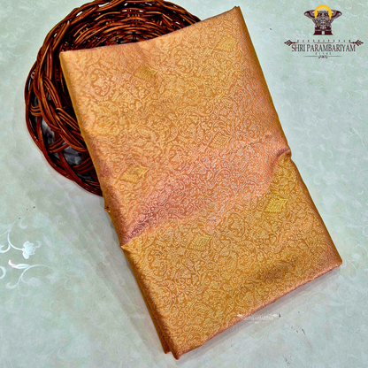 Rich peach with golden tissue sheen (peach–gold dual tone) Saree