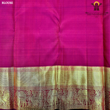 A rich copper brown dual shade color with a subtle maroon undertone Saree
