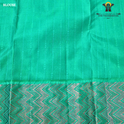 Olive Green Body with Aqua Blue Contrast Border Saree