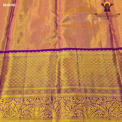 A pastel mint green body and a rich royal purple border Saree