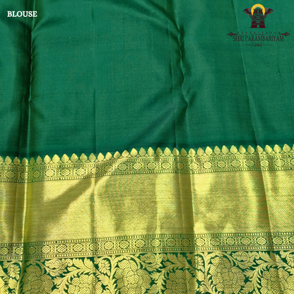 Soft half white (ivory/off-white) body with bottle green contrast border Saree