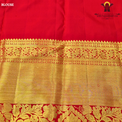 Vibrant royal purple (violet) with Contrast bright red border with heavy gold zari Saree