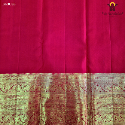 A golden Orange / Mango Orange with Rich Red and Gold Zari Border Saree