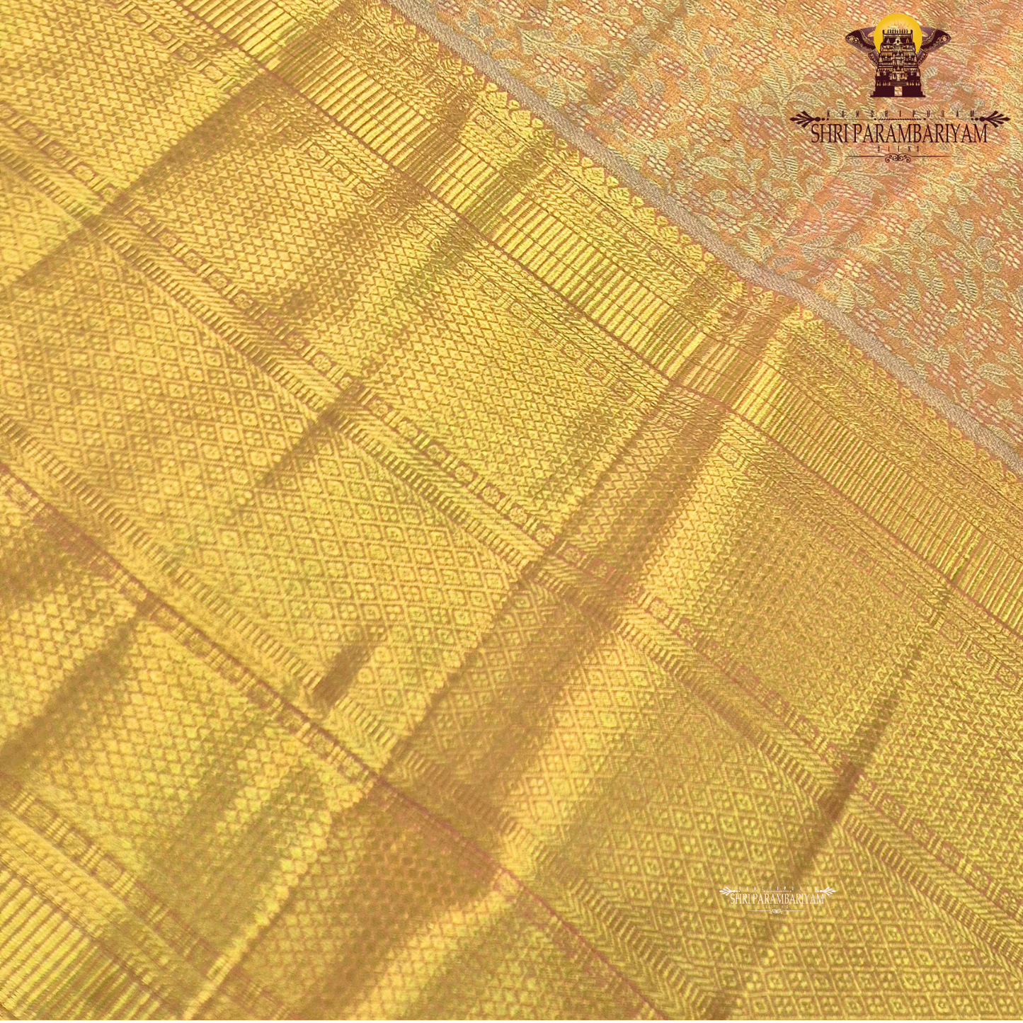 Elegant peach with rich golden tone (peach-gold blend) Saree