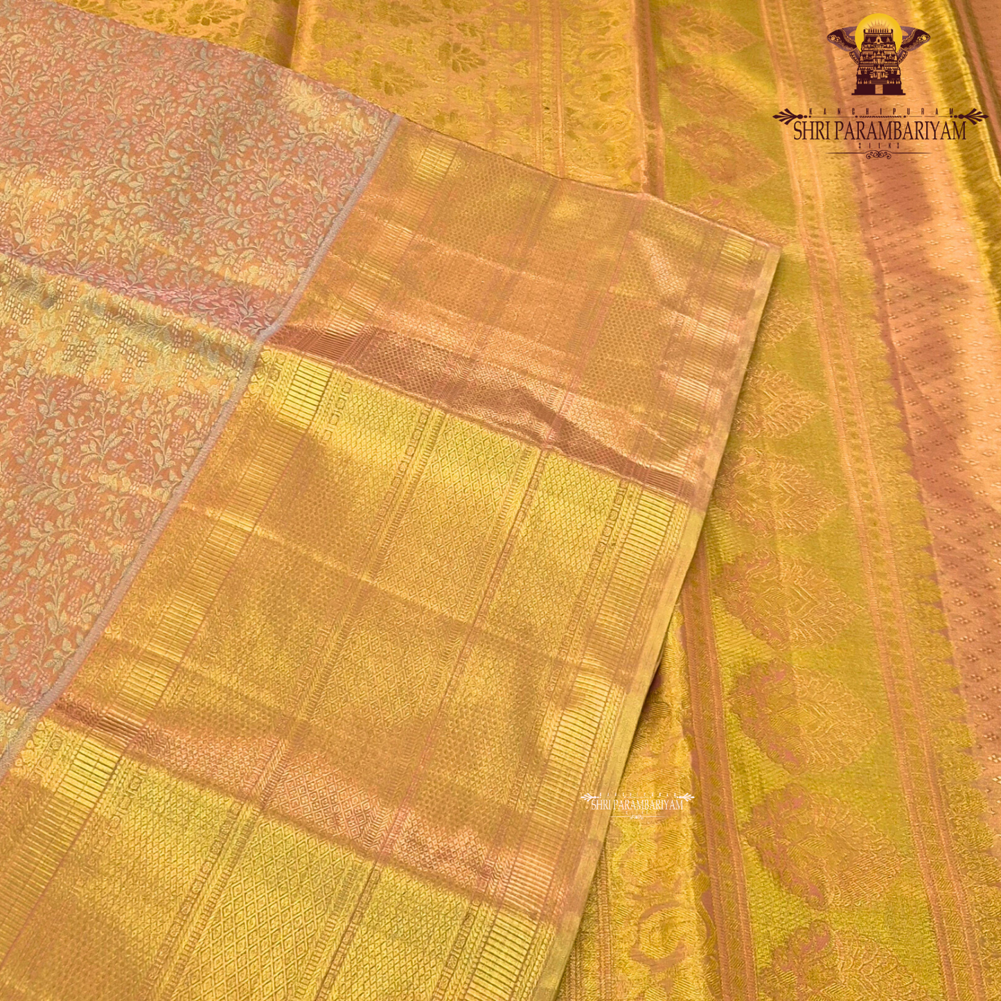 Elegant peach with rich golden tone (peach-gold blend) Saree