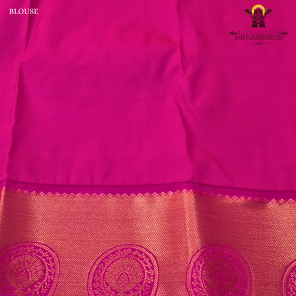 Warm peach-pink with a subtle tissue shimmer Saree