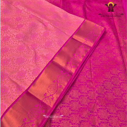A vibrant rose pink / bubblegum pink Saree