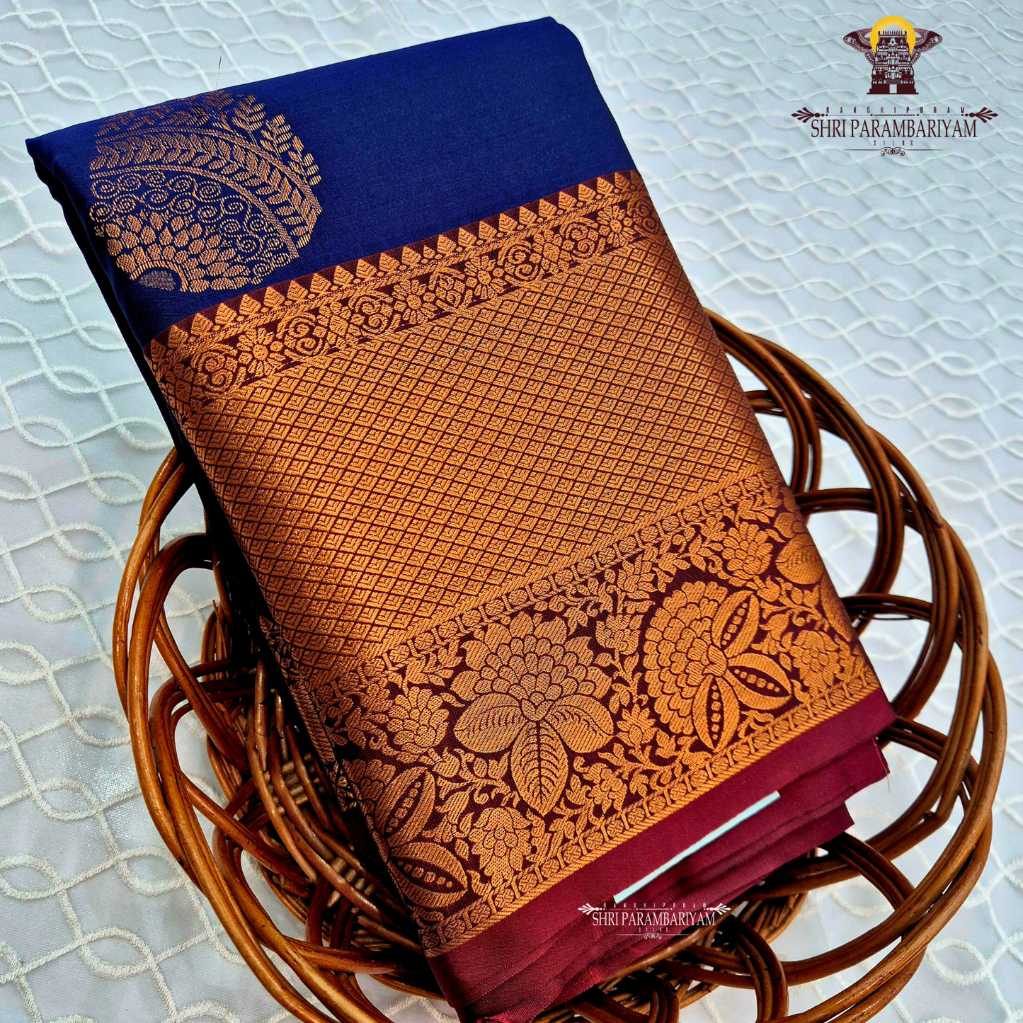 Deep navy blue Saree