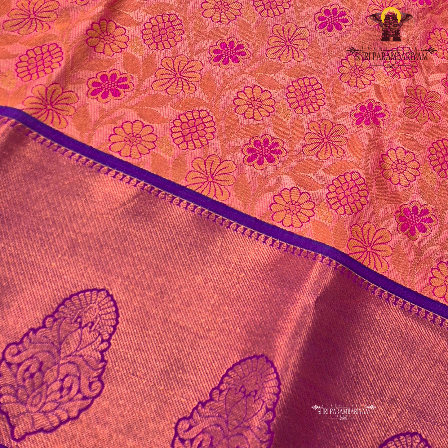 Soft coral-peach with a gentle tissue sheen Saree