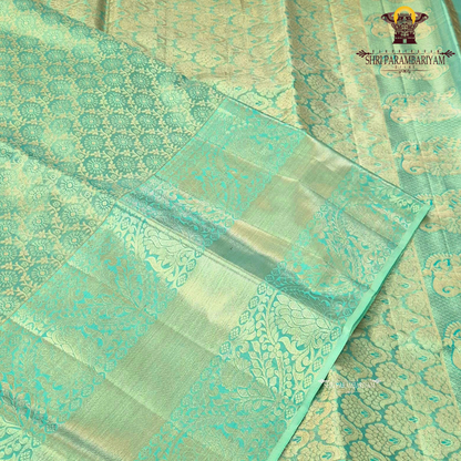 Refreshing mint green / sea green with golden zari Saree